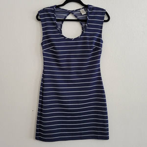Scoop Neck Striped Nautical Tank Dress with Keyhole Back Detail
